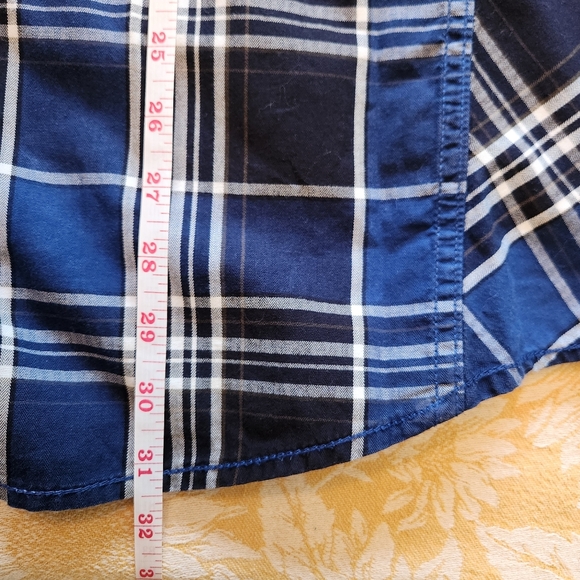 Point Zero Gold Collection Shirt 2XL Blue Black Plaid Snap Front 100% Cotton - Picture 4 of 11